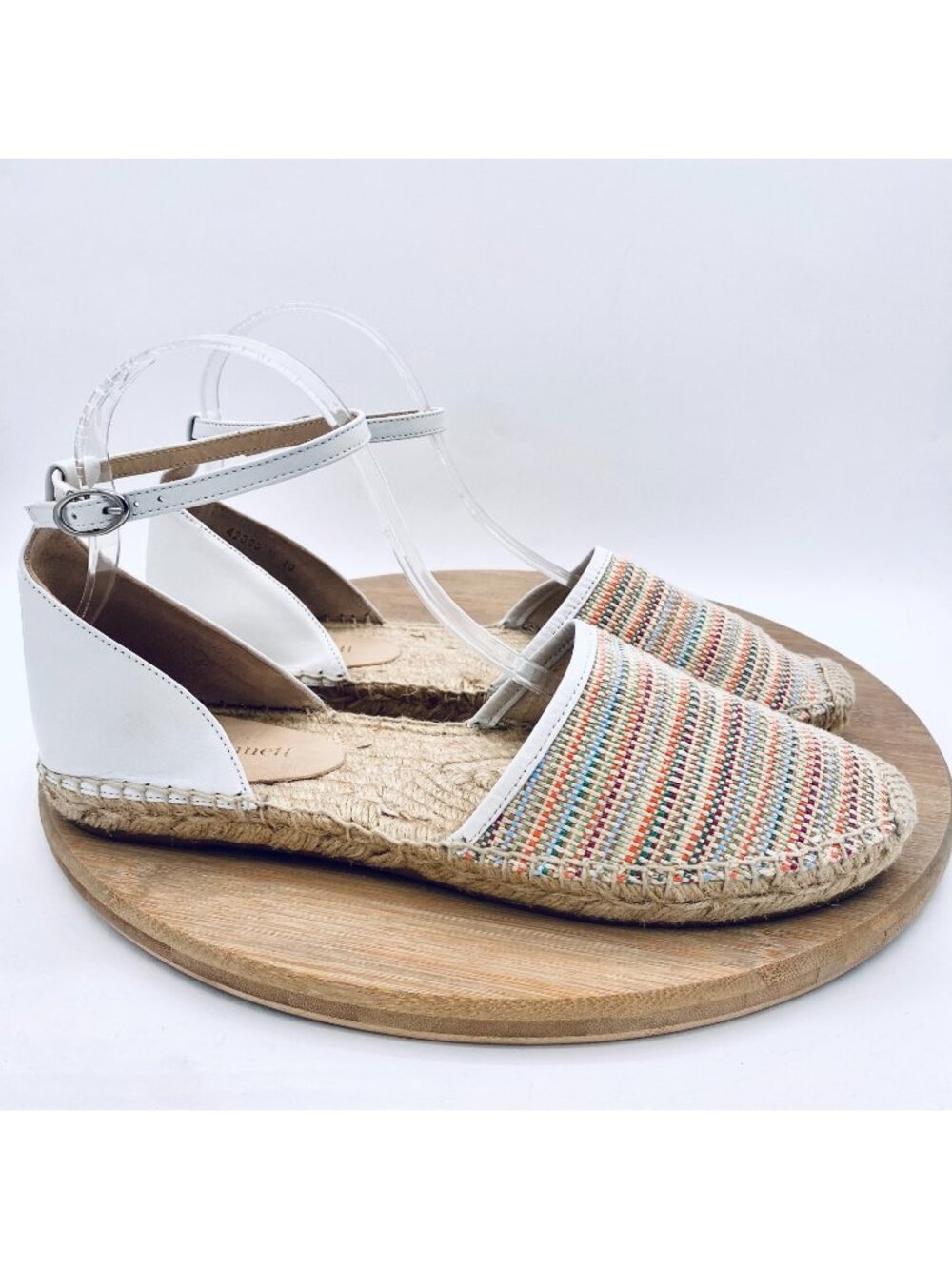 LK Bennett Espadrilles Shoes Womens 10 Multicolor Textile Ankle Strap Flats